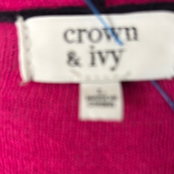 Crown & Ivy Blue  and Pink Flamingo Sweater open cardigan - Picture 3 of 5